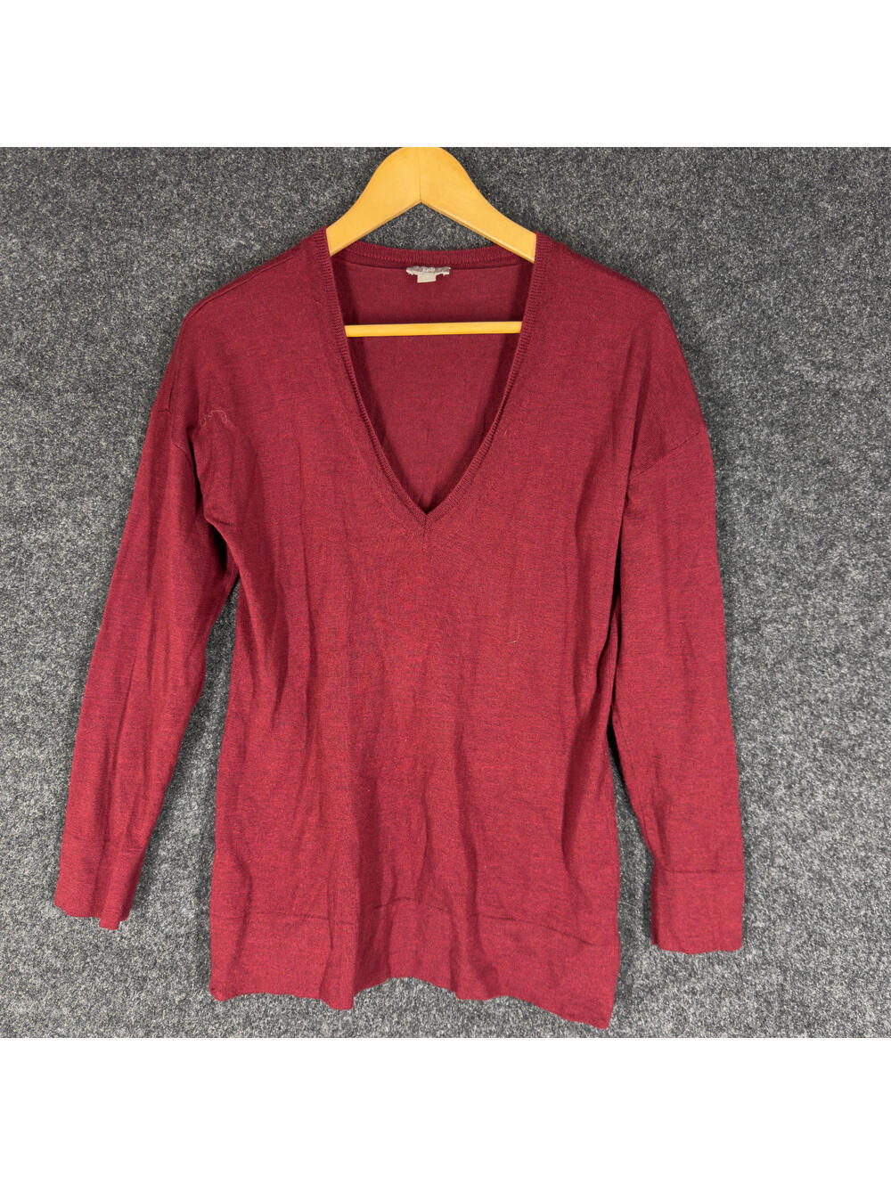 J. Jill Sweater Pullover Women M Medium Red Knit V-Neck Long Sleeve Wool Casual